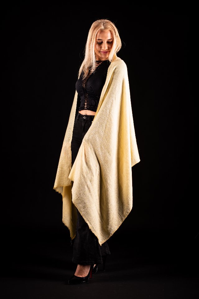 Sal pashmina galben pastel uni