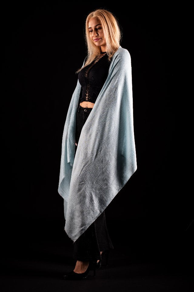 Sal pashmina bleo ciel uni