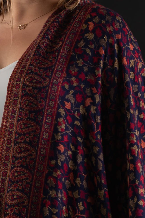 Şal Kani India, blumarin, rosu - Cel mai bun șal din Pashmina