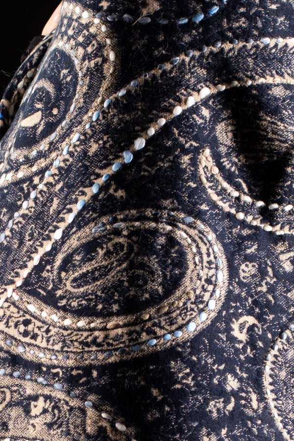 Sal negru-bej cu broderie hand made si blanita neagra India