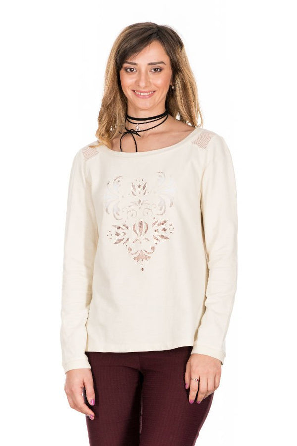 Bluza Ivory Cu Dantela Marime M-L