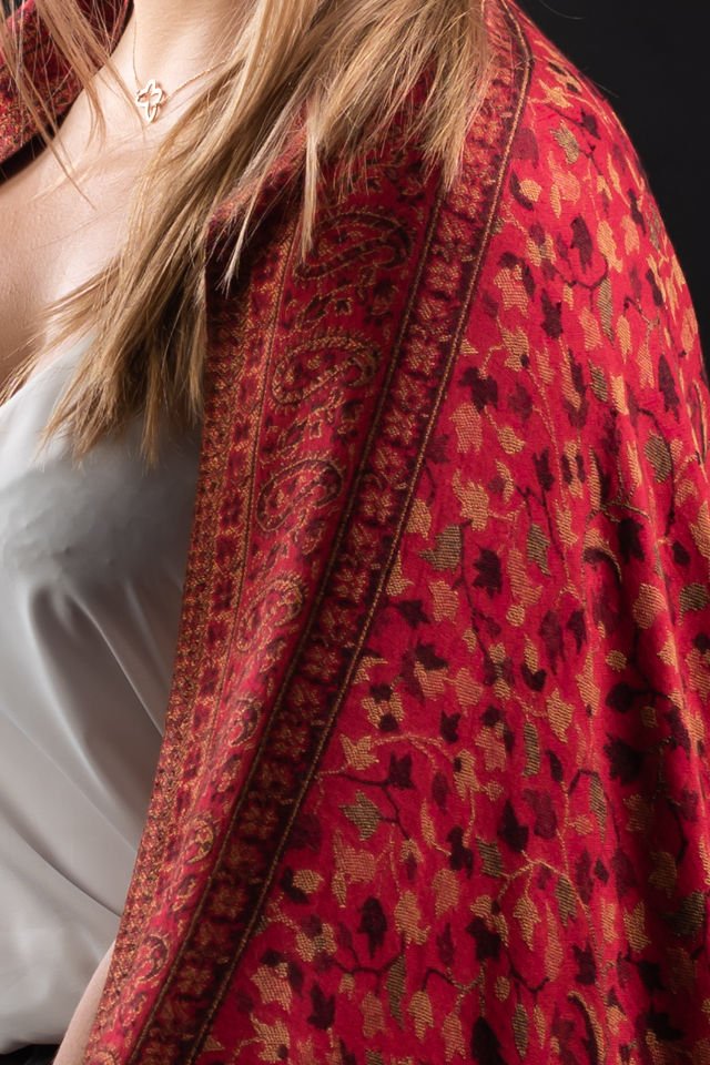 Şal Kani India, rosu- Cel mai bun șal din Pashmina
