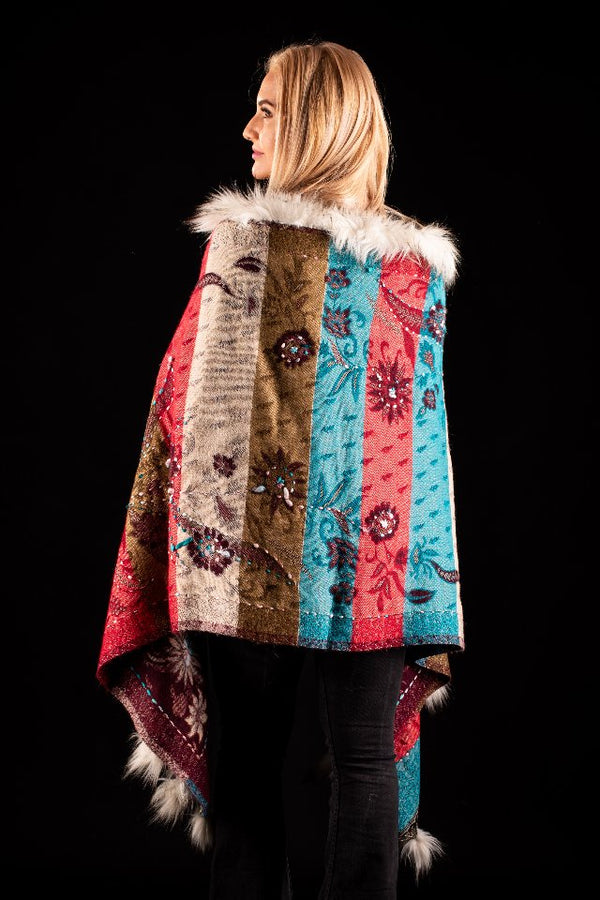 Sal rosu teracota cu broderie hand made si blanita albba India