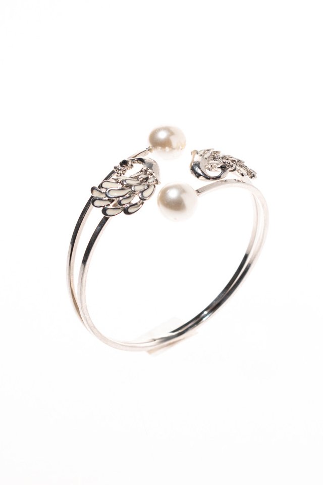 Bratara argintie subtire-lebede