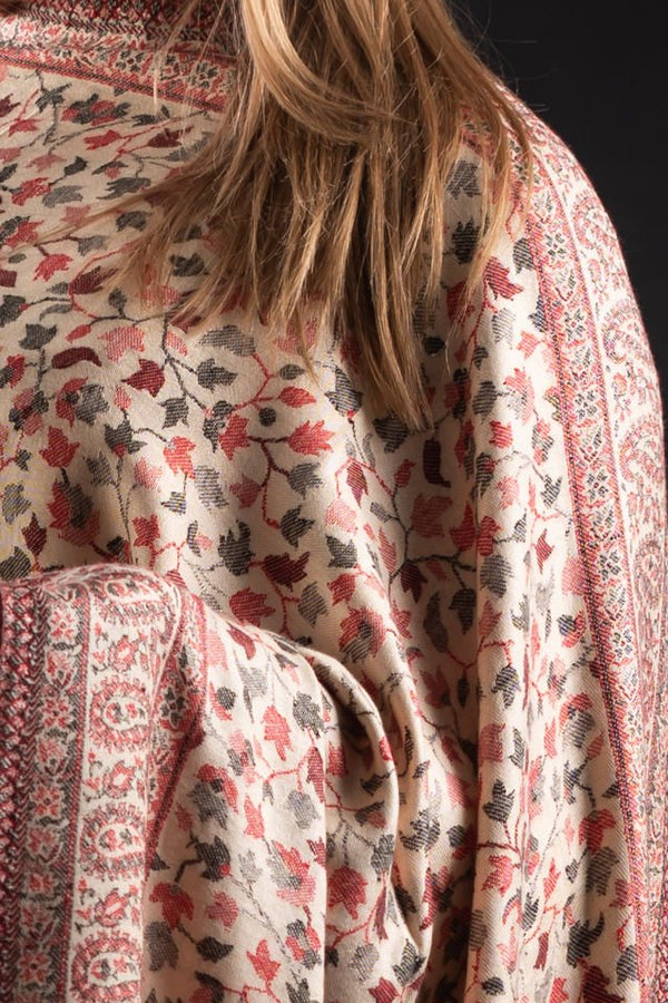 Şal Kani India, bej, maro, rosu - Cel mai bun șal din Pashmina