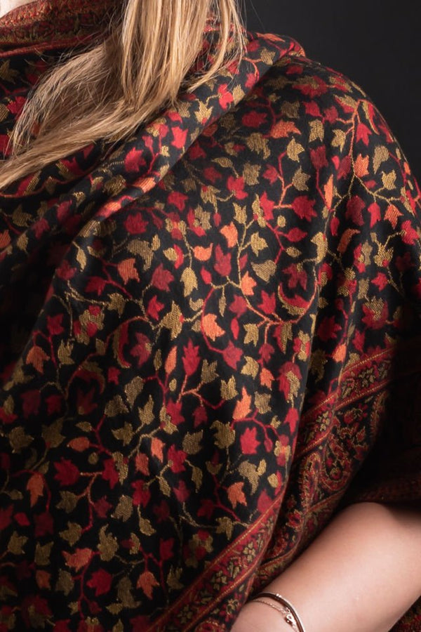 Şal Kani India, negru, bej, rosu - Cel mai bun șal din Pashmina