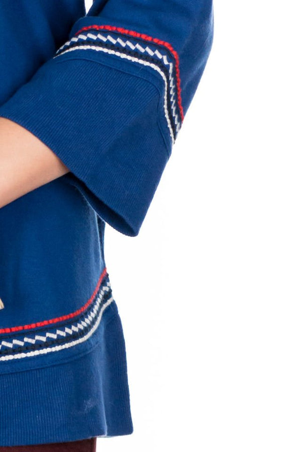 Bluza Albastra Cu Broderie Marime M-L