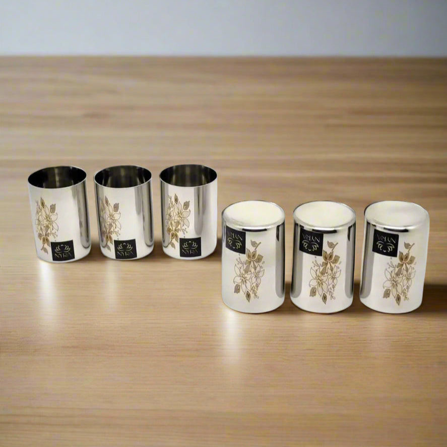 stainless Steel Glass/Tumbler with Laser Floral Design 
