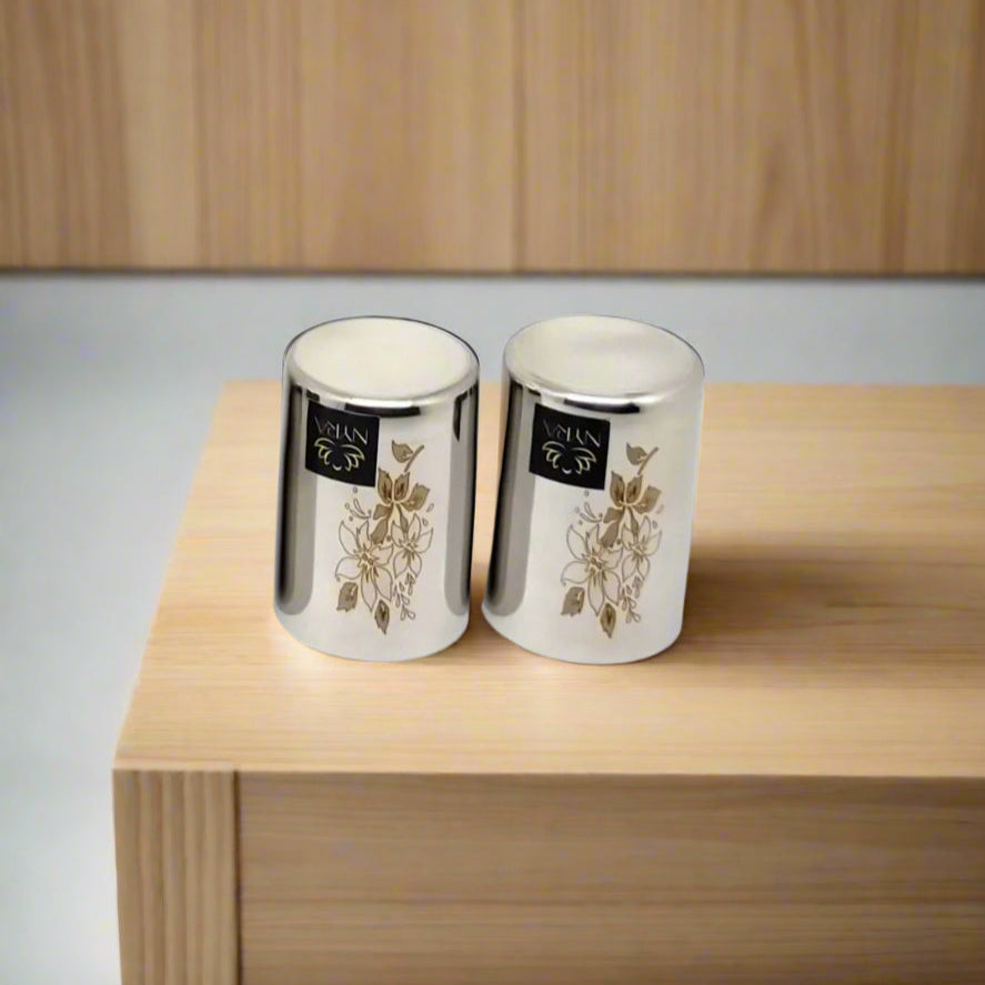 stainless Steel Glass/Tumbler with Laser Floral Design 