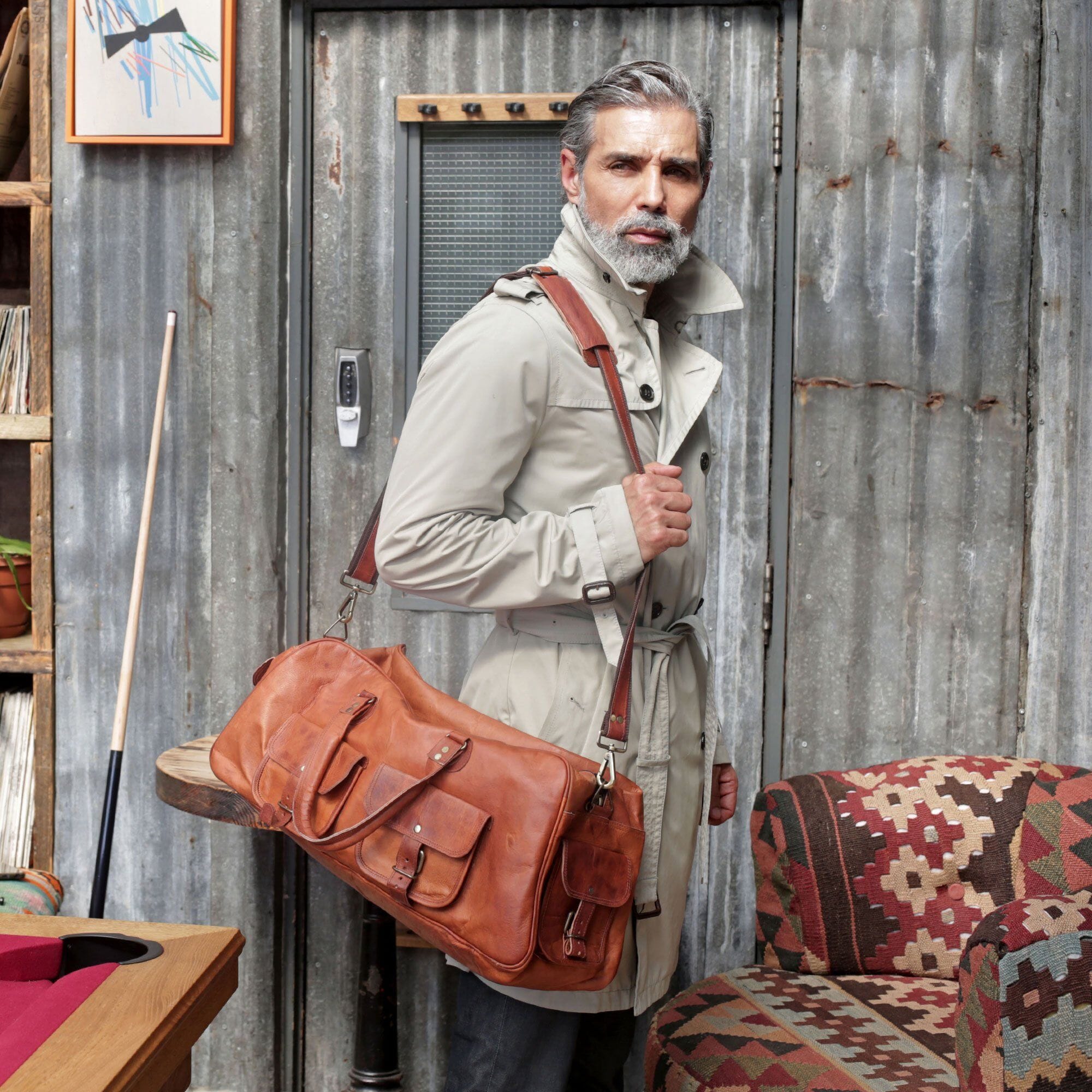 Vintage Brown Handmade Leather Duffle Bag Classy Leather Bags Bags