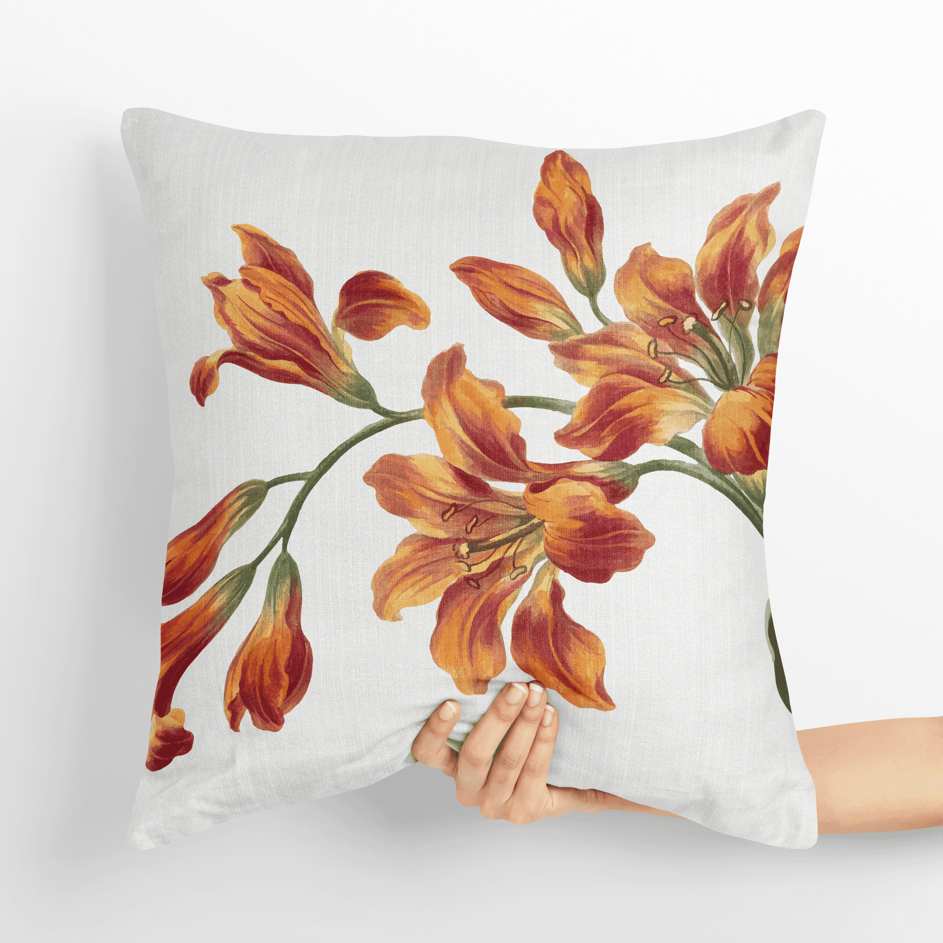 Față de pernă din catifea Amber Lilies