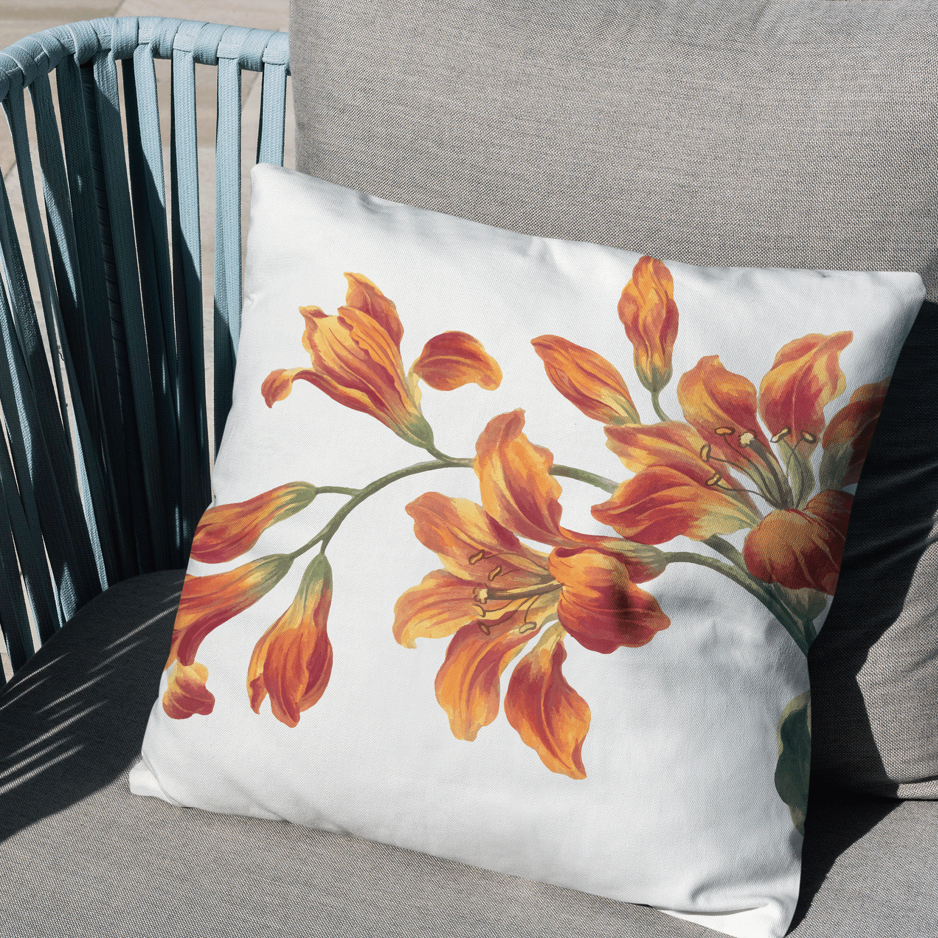 Față de pernă din catifea Amber Lilies