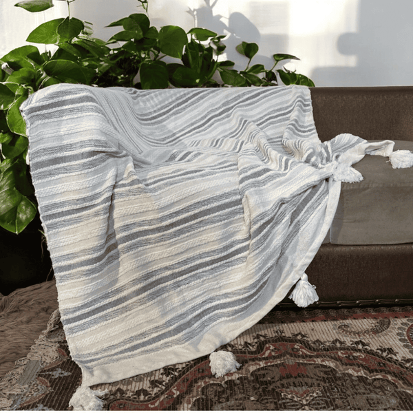 Blue Waves Tufted Sofa Throw