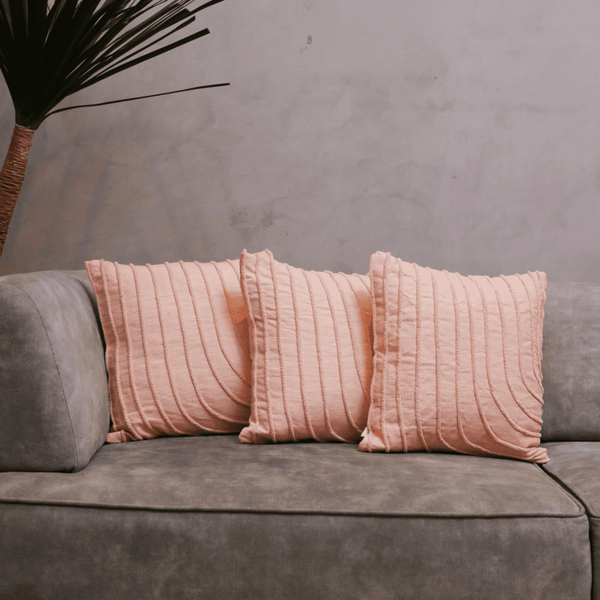 Blush Wave Tufted Cushion Cover