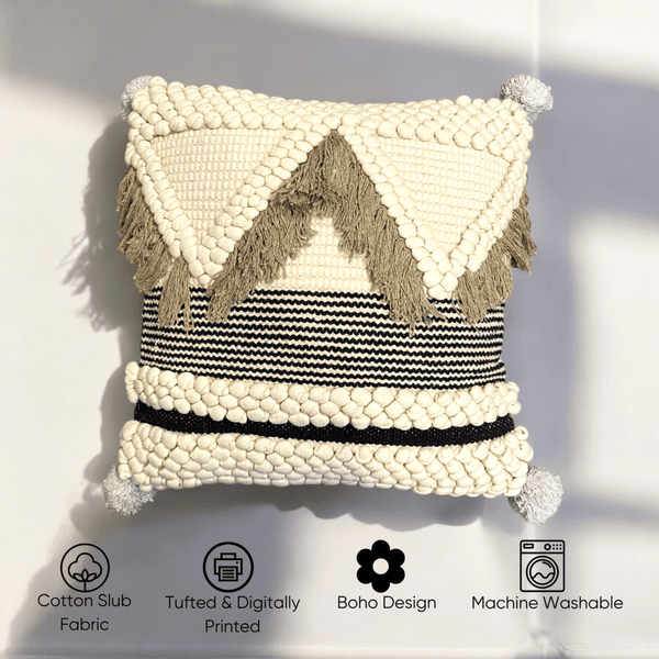 Boho Chic Tufted Cushion Cover