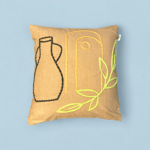 Boho Pottery Embroidered Tufted Cushion Cover- Set of 5