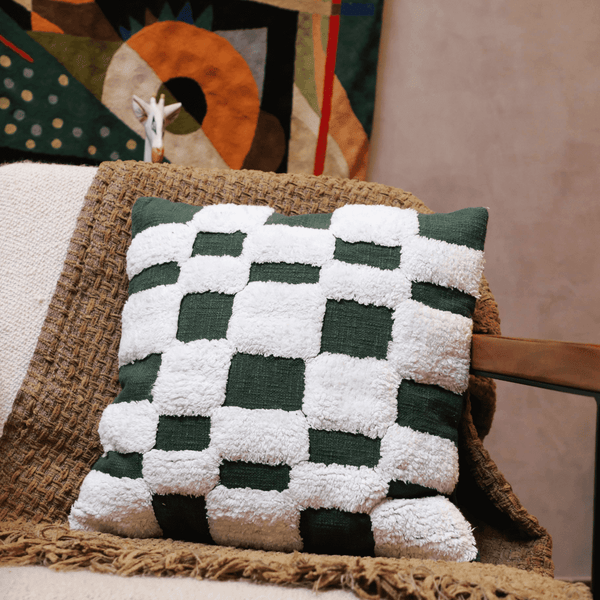 Checkered Chic Tufted Cushion Cover - Set of 5