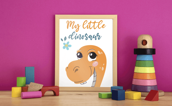 Cheerful Dino Buddy - Framed Wall Art