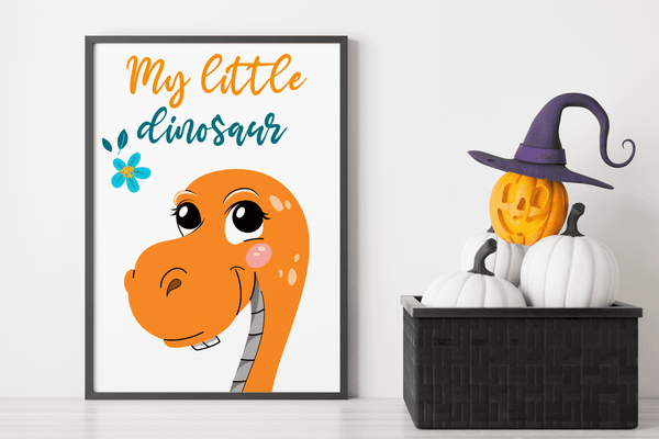 Cheerful Dino Buddy - Framed Wall Art