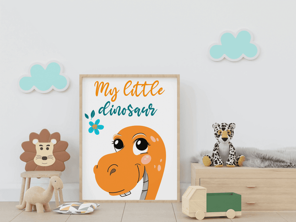 Cheerful Dino Buddy - Framed Wall Art