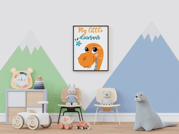 Cheerful Dino Buddy - Framed Wall Art