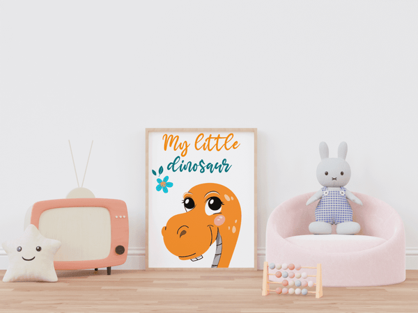 Cheerful Dino Buddy - Framed Wall Art