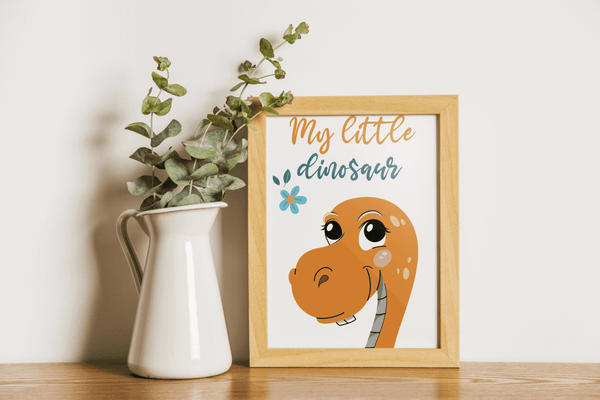 Cheerful Dino Buddy - Framed Wall Art