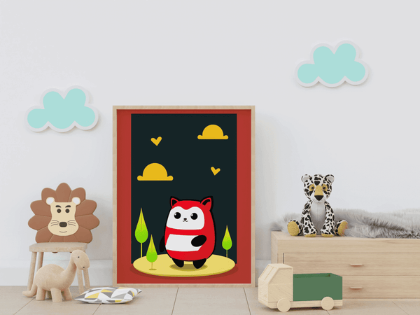 Cheerful Panda Play - Framed Wall Art