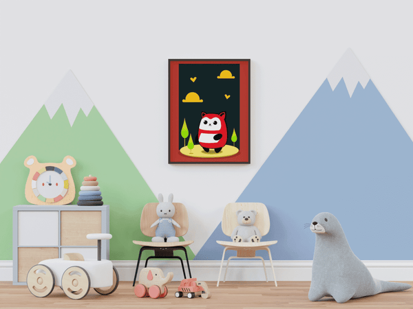 Cheerful Panda Play - Framed Wall Art