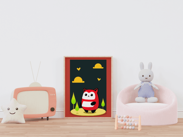 Cheerful Panda Play - Framed Wall Art