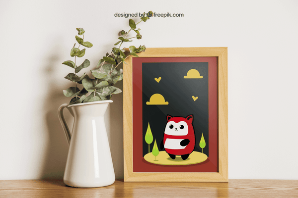 Cheerful Panda Play - Framed Wall Art