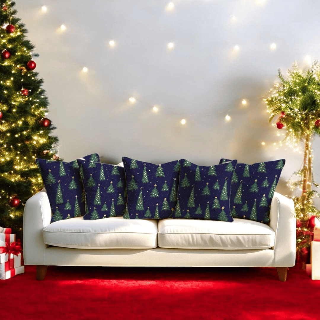 Christmas Trees Velvet Chirstmas Cushion Cover