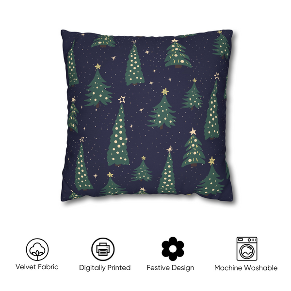 Christmas Trees & Candy Cane Velvet Christmas Cushion Cover Set of 5 - Combo