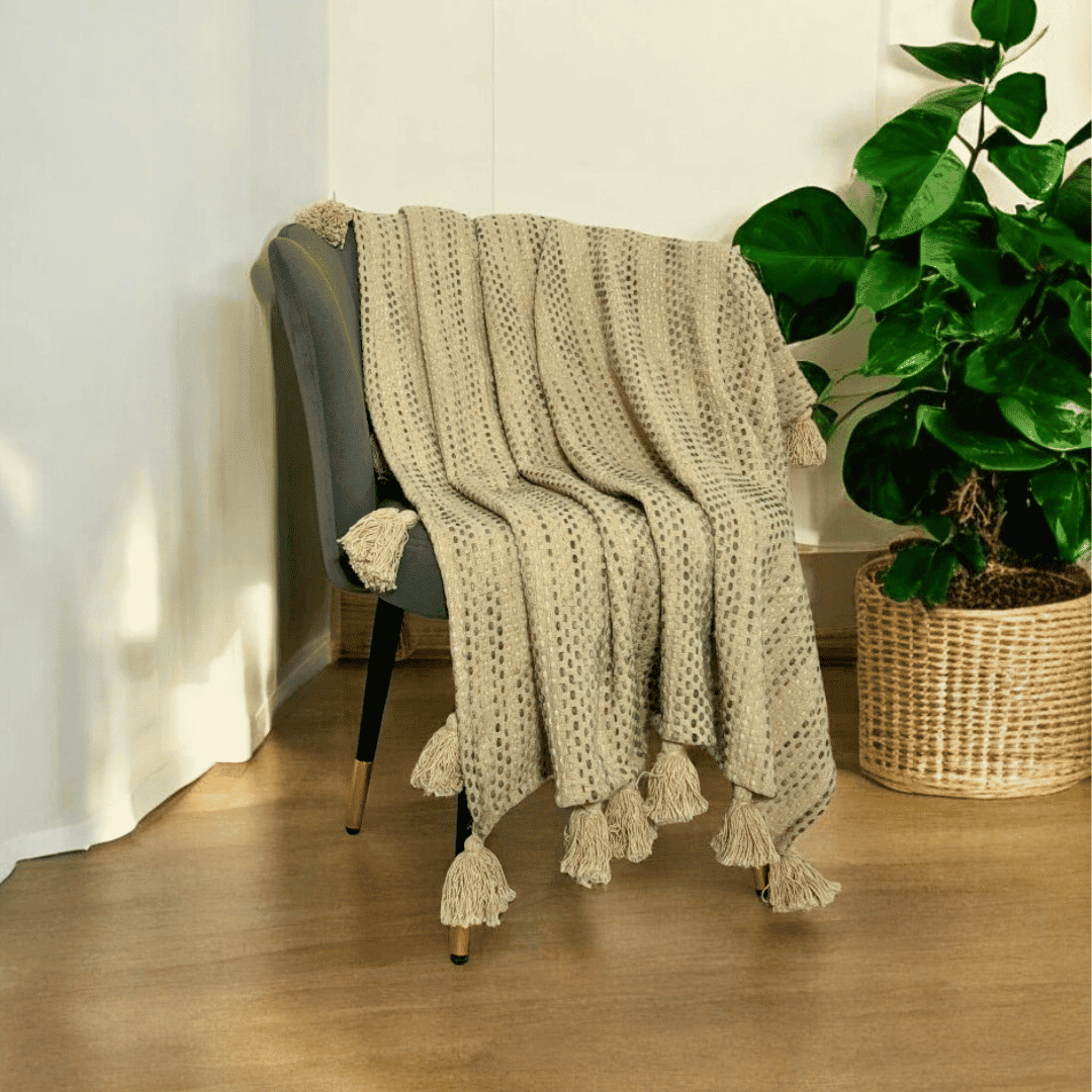 Classic Knit Ivory Sofa Throw