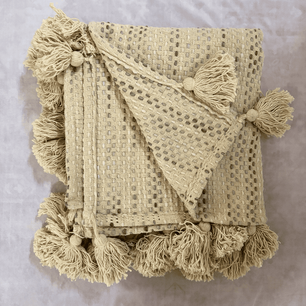 Classic Knit Ivory Sofa Throw