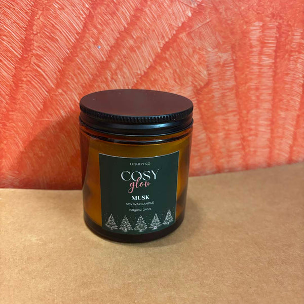 Cosy Glow Musk Glass Jar Soy Wax Candle - Christmas Candle
