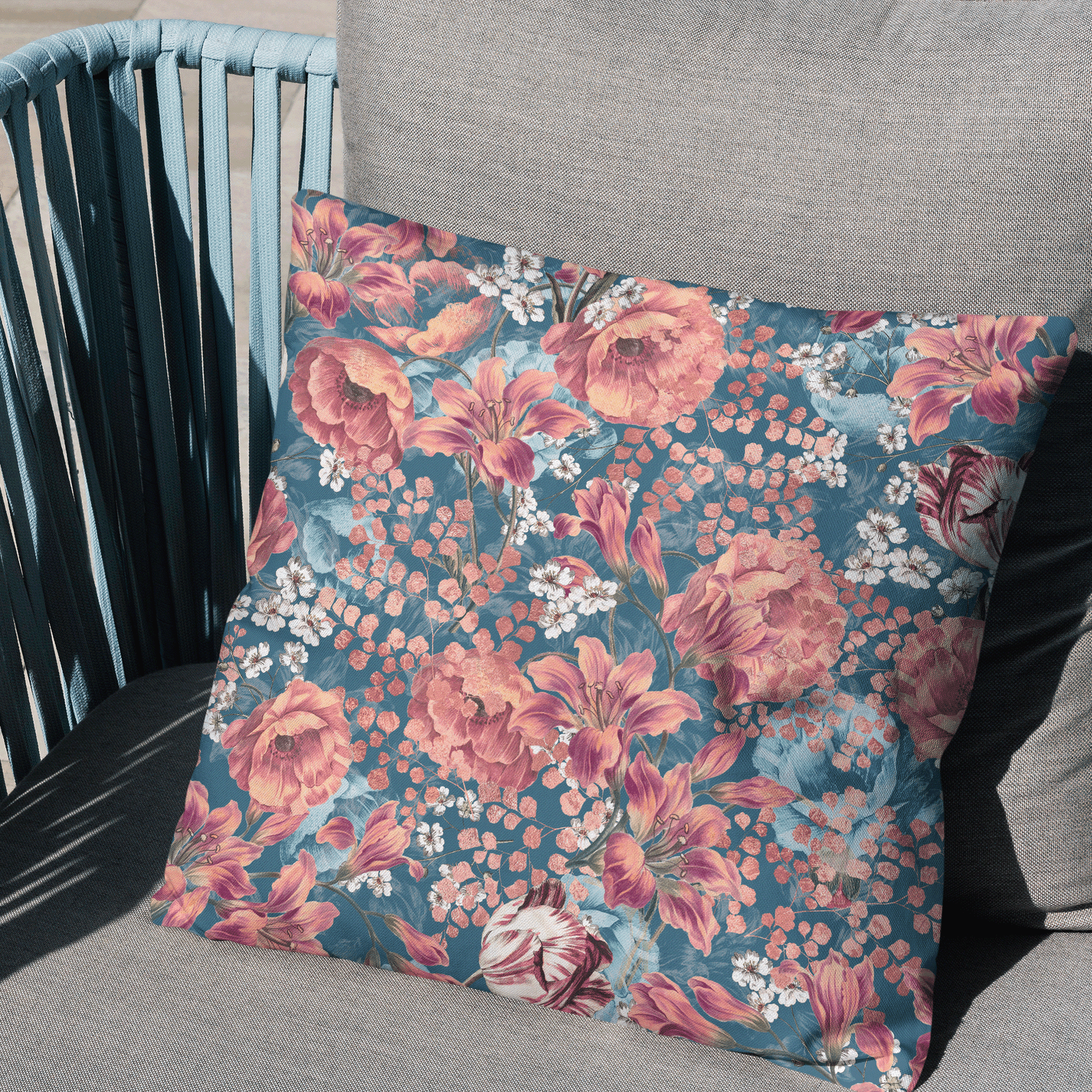 Crimson Blossom Velvet Cushion Cover