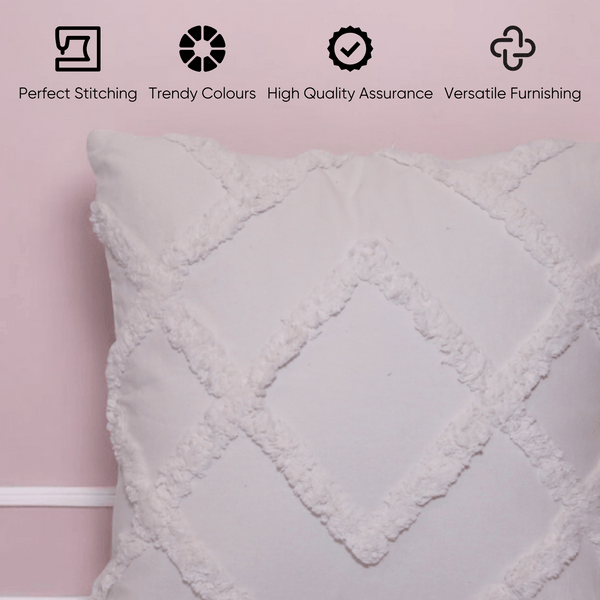 Diamond Ivory Tufted Cushion Cover