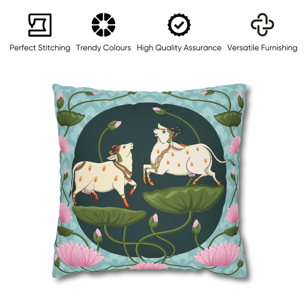 Divine Lotus Festive Velvet Cushion Cover