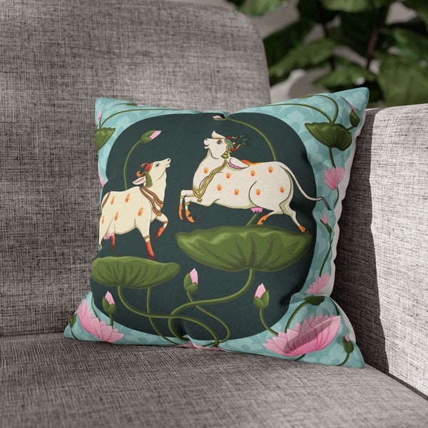 Divine Lotus Festive Velvet Cushion Cover