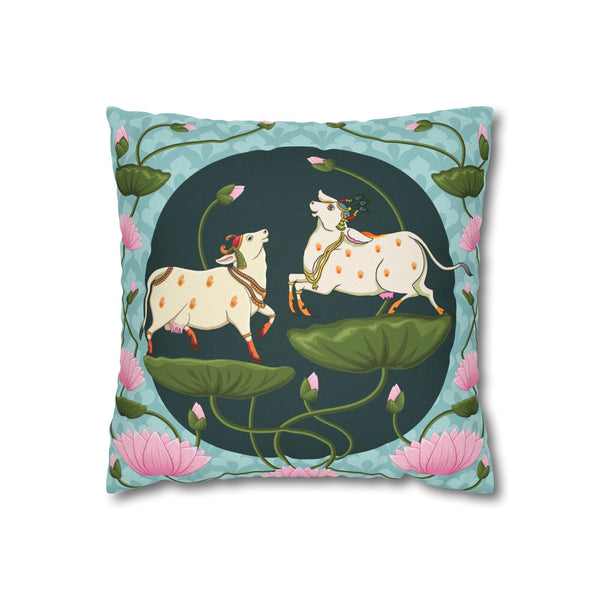 Divine Lotus Festive Velvet Cushion Cover