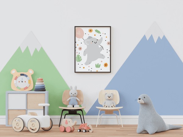 Elephant Balloon Party - Framed Wall Art