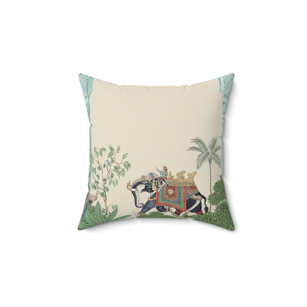 Elephant Yatra Taffeta Silk Cushion Cover