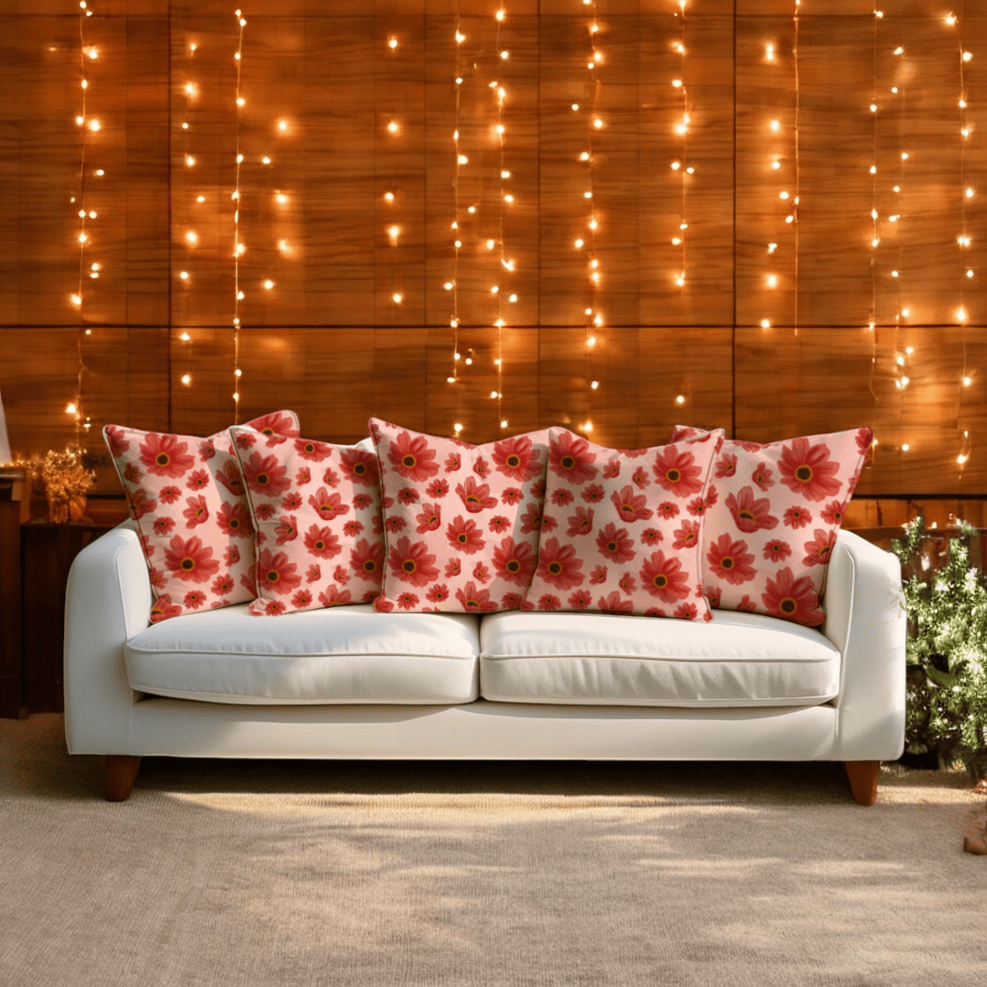 Festive Bloom Velvet Cushion Cover