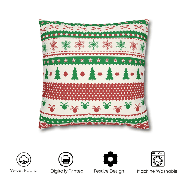 Festive Cheer Velvet Christmas Cushion Cover