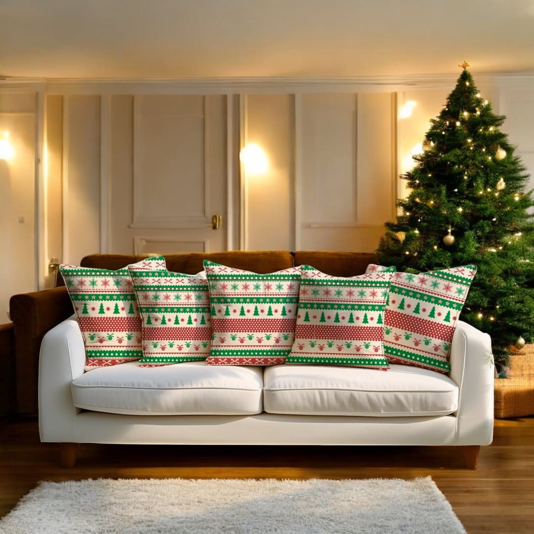 Festive Cheer Velvet Christmas Cushion Cover