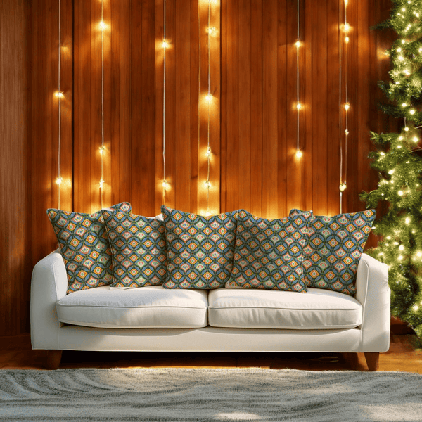 Festive Geometric Velvet Cushion Cover