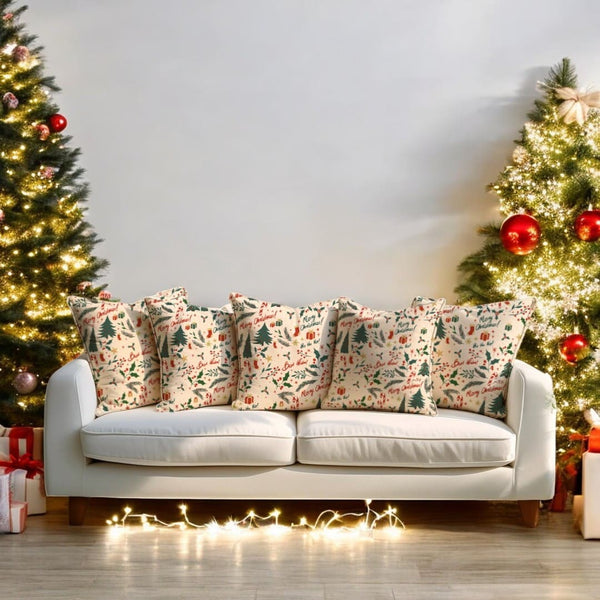 Festive Greetings Velvet Christmas Cushion Cover Set of 5