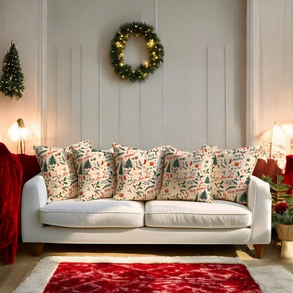 Festive Greetings Velvet Christmas Cushion Cover