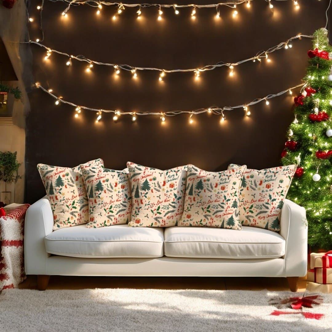 Festive Greetings Velvet Christmas Cushion Cover